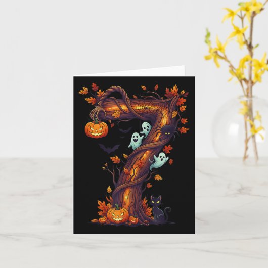 Number 7 67 Meme Halloween Pumpkin Costume Matchin Kaart (Gele Bloem)