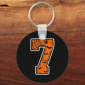 Number 7 7th Birthday Boy Seven Halloween Happy Bi Sleutelhanger (Voorkant)