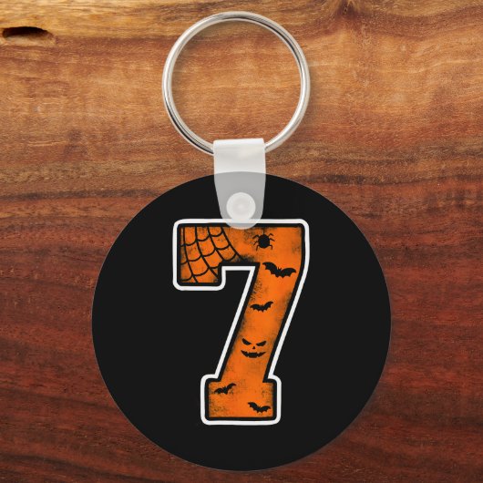 Number 7 7th Birthday Boy Seven Halloween Happy Bi Sleutelhanger (Voorkant)