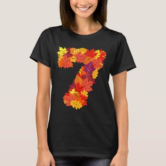 Number 7 7th Birthday Seven Thanksgiving Fall Happ T-shirt (Voorkant)