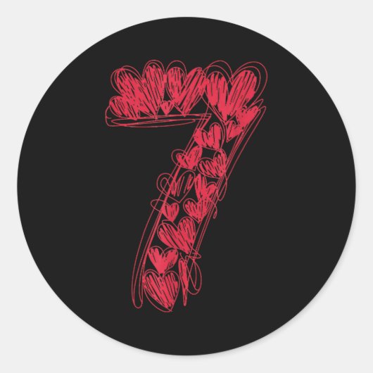 Number 7 - Cute 67 Matching Valentine Ronde Sticker (Voorkant)
