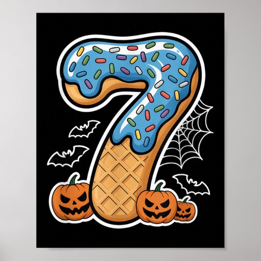 Number 7 Ice Cream Seven Halloween Pumpkin Men Wom Poster (Voorkant)