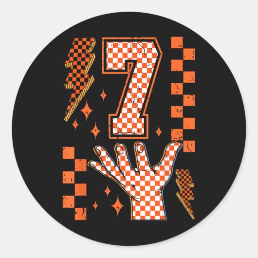 Number 7 Matching 67 Meme Checkered Halloween Cost Ronde Sticker (Voorkant)