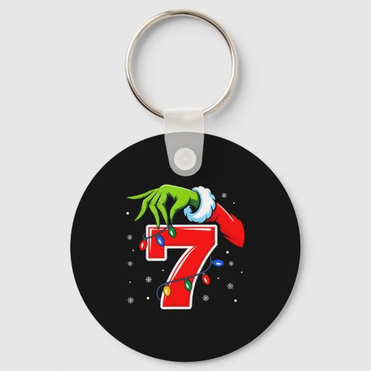 Number 7 Matching 67 Meme Christmas Elf Hand Boys Sleutelhanger (Voorkant)