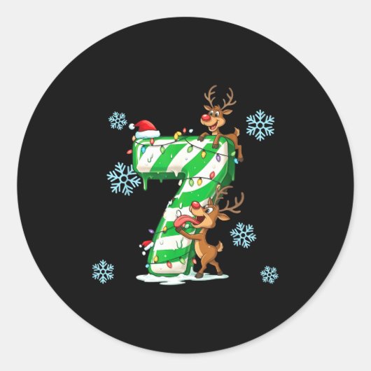 Number 7 Six Seven Gen Z Alpha Slang Ugly Christma Ronde Sticker (Voorkant)