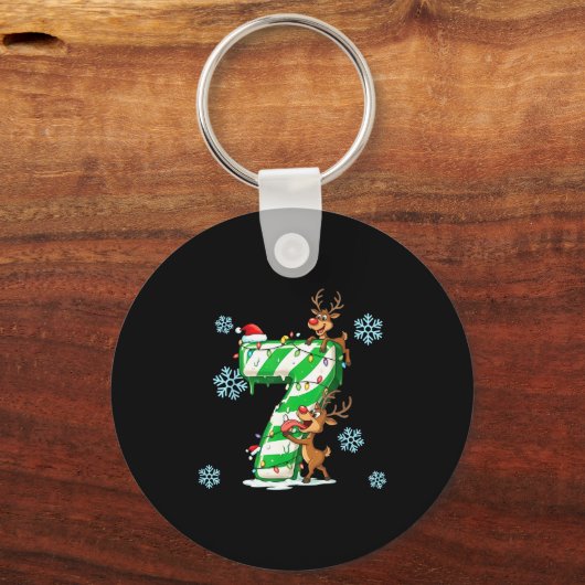 Number 7 Six Seven Gen Z Alpha Slang Ugly Christma Sleutelhanger (Voorkant)