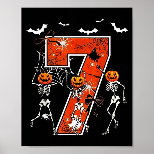 Number 7 Six Seven Meme 6 7 Halloween Dancing Skel Poster (Voorkant)