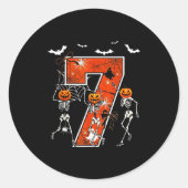 Number 7 Six Seven Meme 6 7 Halloween Dancing Skel Ronde Sticker (Voorkant)