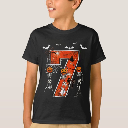Number 7 Six Seven Meme 6 7 Halloween Dancing Skel T-shirt (Voorkant)