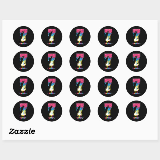 Number 7 Team Srts Ice Cream Drip Matching Varsity Ronde Sticker (Vel)