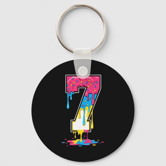 Number 7 Team Srts Ice Cream Drip Matching Varsity Sleutelhanger (Voorkant)