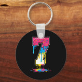 Number 7 Team Srts Ice Cream Drip Matching Varsity Sleutelhanger (Voorkant)