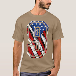 Number 9 Red White and Blue American Flag 9 Jersey T-shirt