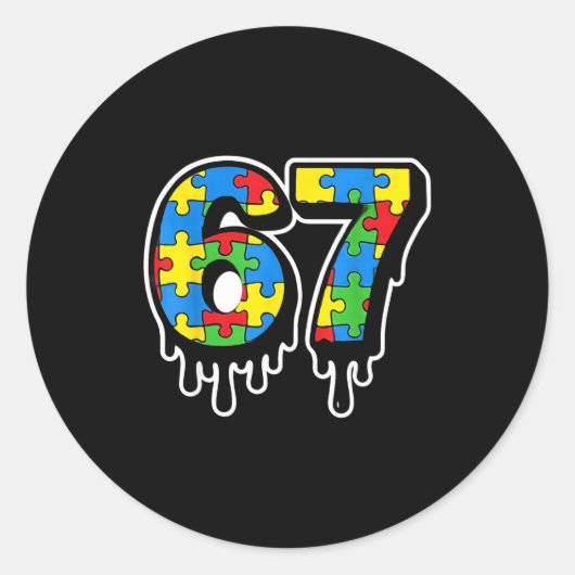 Number Autism Seven Drip Six 67 Life Ronde Sticker (Voorkant)