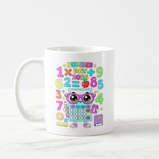 Number Day 2026 Cute Calculator Math Design Koffiemok (Links)