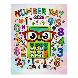 Number Day 2026 Cute Calculator Math Design Perfect Poster