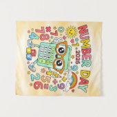 Number Day 2026 Cute Calculator Math Design Wandkleed (Voorkant (horizontaal))