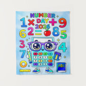 Number Day 2026 Cute Calculator Math Design Wandkleed (Voorkant)