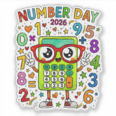 Number Day 2026 Cute Math Sticker for Kids (Voorkant)