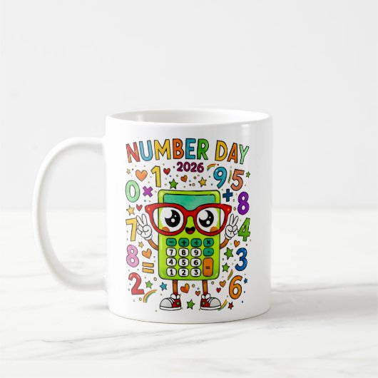 Number Day 2026 Cute Maths Calculator Mug Koffiemok (Links)