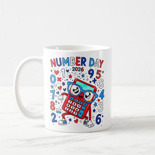 Number Day 2026 Cute Maths Calculator Mug Koffiemok (Links)