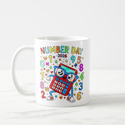 Number Day 2026 Cute Maths Calculator Mug Koffiemok (Links)