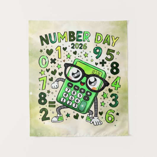 Number Day 2026 Cute Maths Calculator Poster Wandkleed (Voorkant)