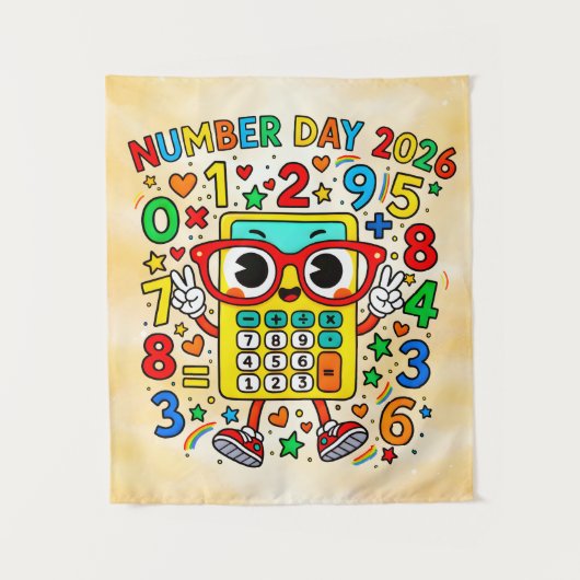 Number Day 2026 Cute Maths Calculator Poster Wandkleed (Voorkant)