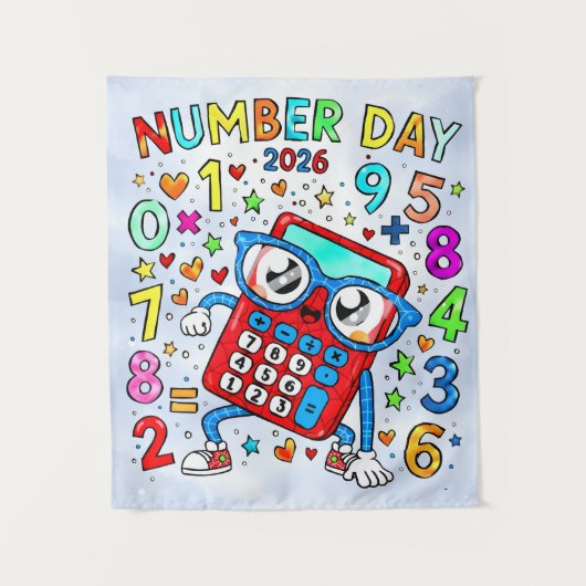 Number Day 2026 Cute Maths Calculator Poster Wandkleed (Voorkant)
