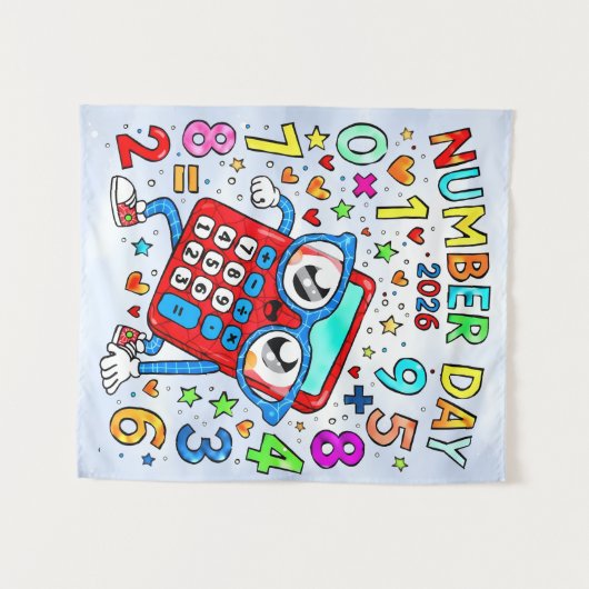 Number Day 2026 Cute Maths Calculator Poster Wandkleed (Voorkant (horizontaal))