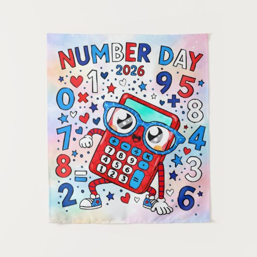 Number Day 2026 Cute Maths Calculator Poster Wandkleed (Voorkant)