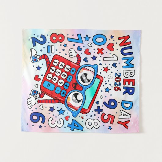 Number Day 2026 Cute Maths Calculator Poster Wandkleed (Voorkant (horizontaal))