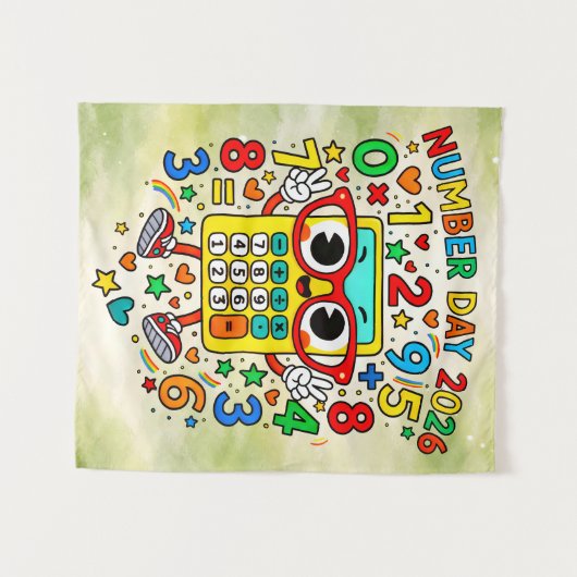 Number Day 2026 Cute Maths Poster for Kids Wandkleed (Voorkant (horizontaal))