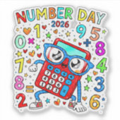 Number Day 2026 Cute Maths Sticker for Kids (Voorkant)