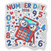Number Day 2026 Cute Maths Sticker for Kids (Voorkant)