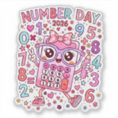 Number Day 2026 Cute Maths Sticker for Kids (Voorkant)