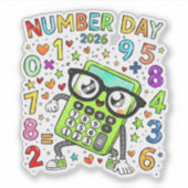 Number Day 2026 Cute Maths Sticker for Kids (Voorkant)