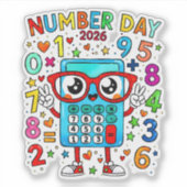 Number Day 2026 Cute Numbers Sticker for Kids (Voorkant)
