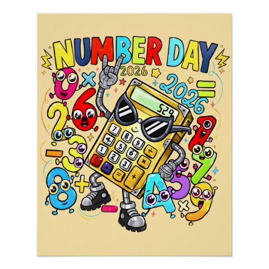 Number Day 2026 Maths Poster for Kids UK Classroom (Voorkant)