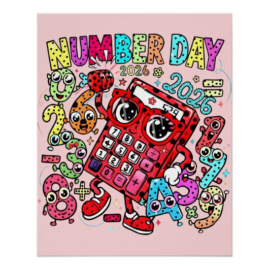 Number Day 2026 Maths Poster for Kids UK Classroom (Voorkant)