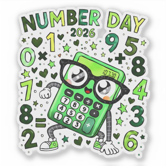 Number Day 2026 Maths Sticker for Kids (Voorkant)