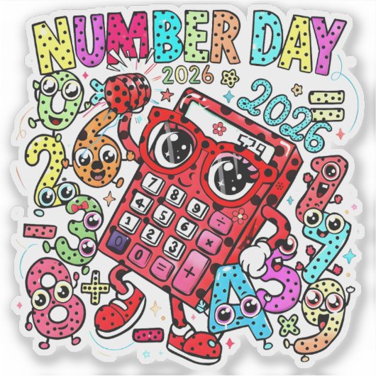 Number Day 2026 Maths Sticker for Kids UK (Voorkant)