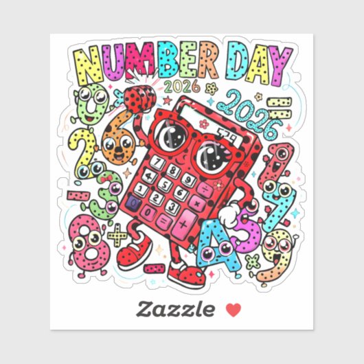 Number Day 2026 Maths Sticker for Kids UK (Vel)
