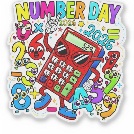 Number Day 2026 Maths Sticker for Kids UK Schools (Voorkant)