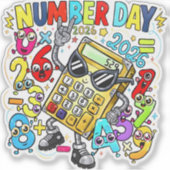 Number Day 2026 Rock Star Maths Sticker for Kids (Voorkant)