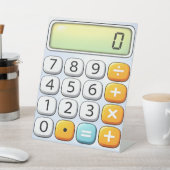 Number Day Classic Calculator Math Design Reclamebord Met Voetstuk (Insitu)