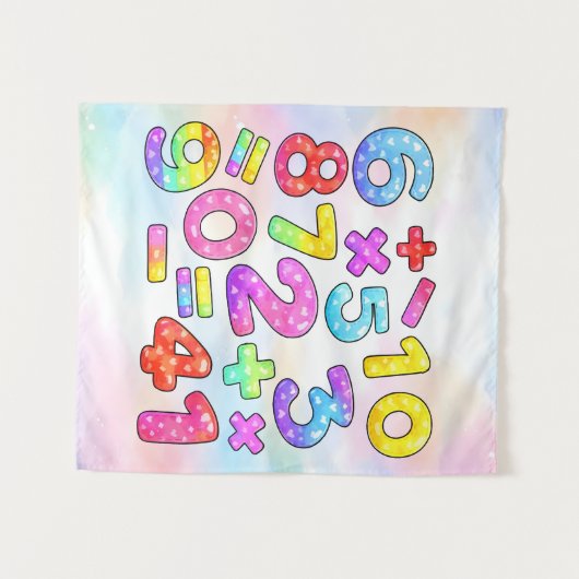 Number Day Colorful Math Numbers Design Wandkleed (Voorkant (horizontaal))