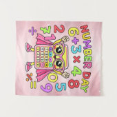 Number Day Cute Calculator Character Design Wandkleed (Voorkant (horizontaal))
