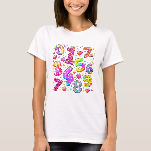 Number Day Cute Colorful Numbers T Shirt (Voorkant)