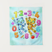Number Day Cute Math Animals Design Wandkleed (Voorkant)